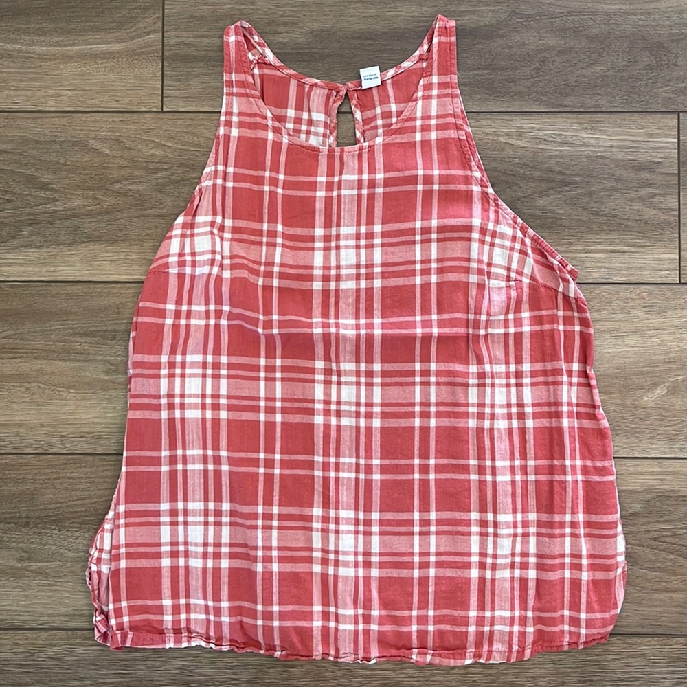 Old Navy Plaid Red & White Tank , size L